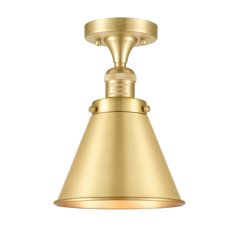 Appalachian Semi-Flush Mount shown in the Satin Gold finish with a Satin Gold shade