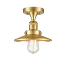 Railroad Semi-Flush Mount shown in the Satin Gold finish with a Satin Gold shade