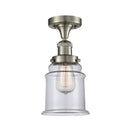 Canton Semi-Flush Mount shown in the Brushed Satin Nickel finish with a Clear shade