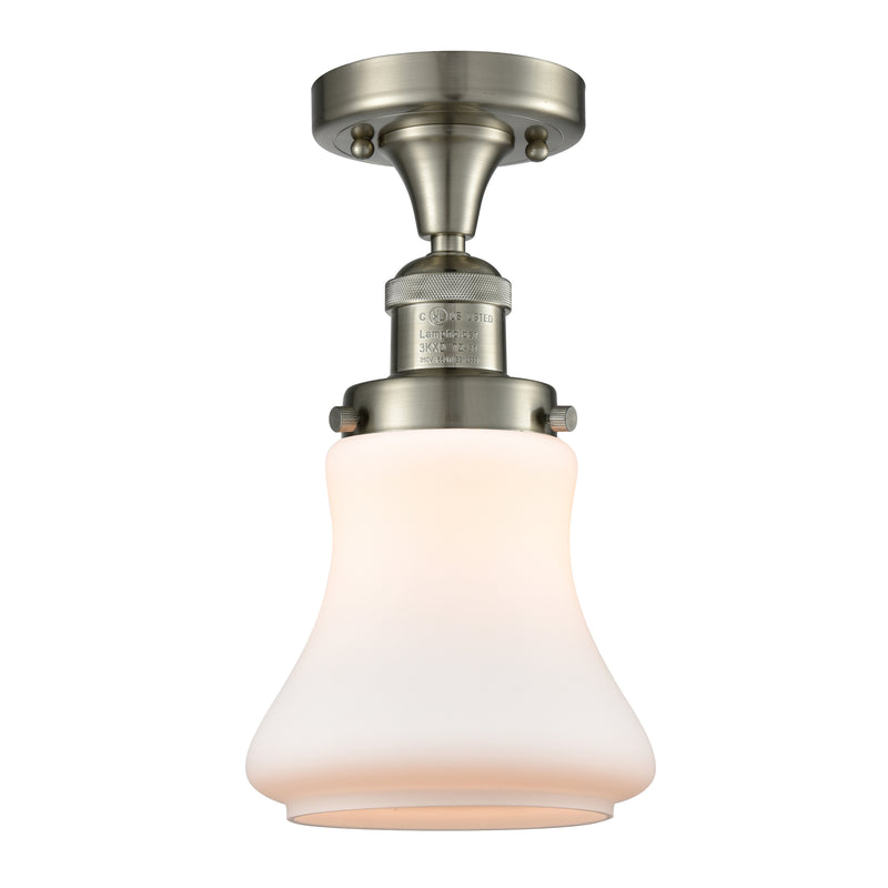 Bellmont Semi-Flush Mount shown in the Brushed Satin Nickel finish with a Matte White shade