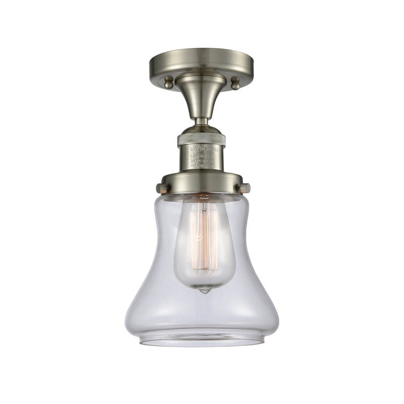 Bellmont Semi-Flush Mount shown in the Brushed Satin Nickel finish with a Clear shade