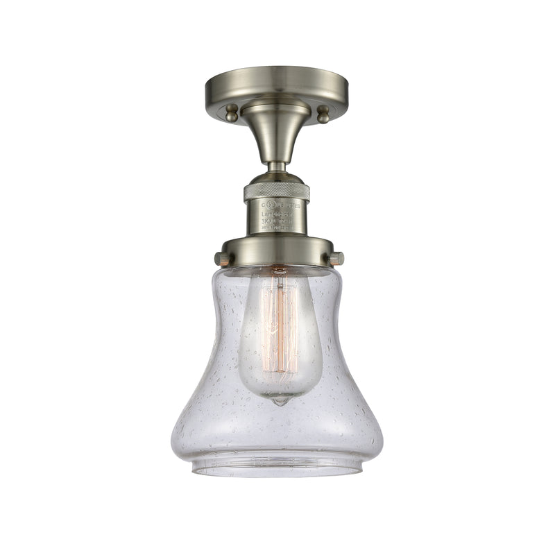 Bellmont Semi-Flush Mount shown in the Brushed Satin Nickel finish with a Seedy shade