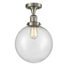 Beacon Semi-Flush Mount shown in the Brushed Satin Nickel finish with a Seedy shade