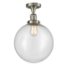 Beacon Semi-Flush Mount shown in the Brushed Satin Nickel finish with a Seedy shade