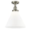 Cone Semi-Flush Mount shown in the Brushed Satin Nickel finish with a Matte White shade