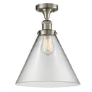 Cone Semi-Flush Mount shown in the Brushed Satin Nickel finish with a Clear shade