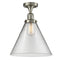 Cone Semi-Flush Mount shown in the Brushed Satin Nickel finish with a Clear shade