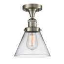 Cone Semi-Flush Mount shown in the Brushed Satin Nickel finish with a Clear shade