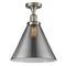 Cone Semi-Flush Mount shown in the Brushed Satin Nickel finish with a Plated Smoke shade