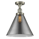 Cone Semi-Flush Mount shown in the Brushed Satin Nickel finish with a Plated Smoke shade