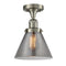 Cone Semi-Flush Mount shown in the Brushed Satin Nickel finish with a Plated Smoke shade