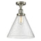Cone Semi-Flush Mount shown in the Brushed Satin Nickel finish with a Seedy shade