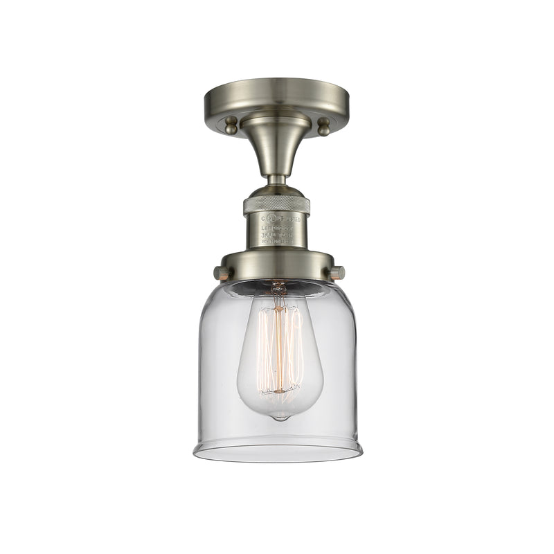 Bell Semi-Flush Mount shown in the Brushed Satin Nickel finish with a Clear shade