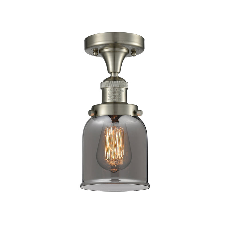 Bell Semi-Flush Mount shown in the Brushed Satin Nickel finish with a Plated Smoke shade