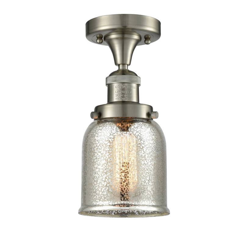 Bell Semi-Flush Mount shown in the Brushed Satin Nickel finish with a Silver Plated Mercury shade