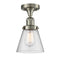 Cone Semi-Flush Mount shown in the Brushed Satin Nickel finish with a Seedy shade