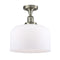 Bell Semi-Flush Mount shown in the Brushed Satin Nickel finish with a Matte White shade