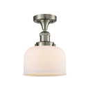 Bell Semi-Flush Mount shown in the Brushed Satin Nickel finish with a Matte White shade