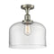 Bell Semi-Flush Mount shown in the Brushed Satin Nickel finish with a Clear shade