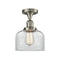 Bell Semi-Flush Mount shown in the Brushed Satin Nickel finish with a Clear shade