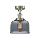 Bell Semi-Flush Mount shown in the Brushed Satin Nickel finish with a Plated Smoke shade