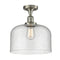 Bell Semi-Flush Mount shown in the Brushed Satin Nickel finish with a Seedy shade