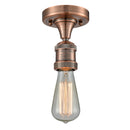 Bare Bulb Semi-Flush Mount shown in the Antique Copper finish