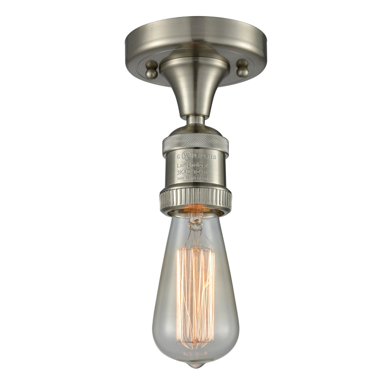 Bare Bulb Semi-Flush Mount shown in the Brushed Satin Nickel finish