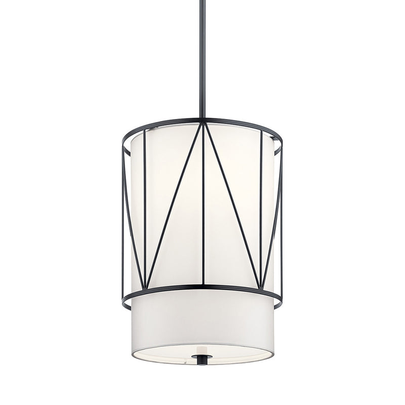 Kichler Birkleigh 18.25" 1 Light Pendant with Satin Etched Glass Black 52073BK