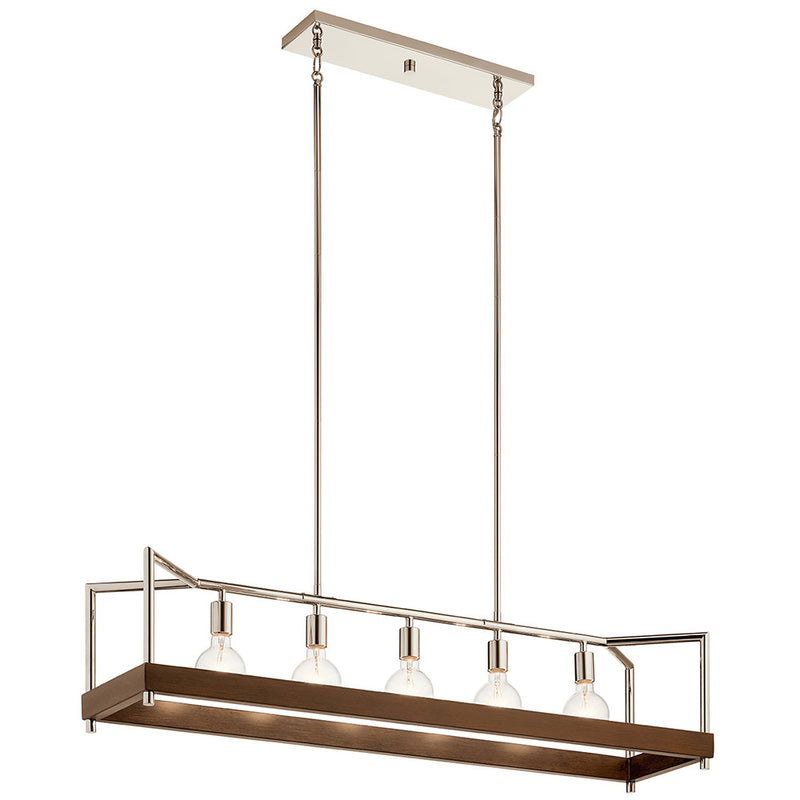 Kichler Tanis 5 Light Linear Chandelier Auburn Stained 52091AUB