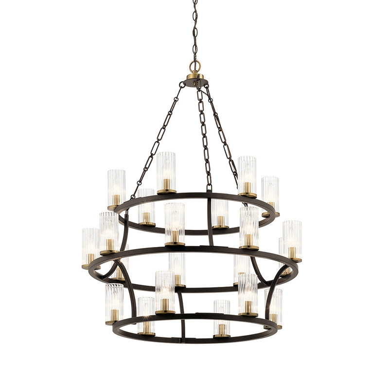 Kichler Mathias 41.5" 21 Light 3 Tier Chandelier with Clear Ribbed Glass Olde Bronze 52110OZ