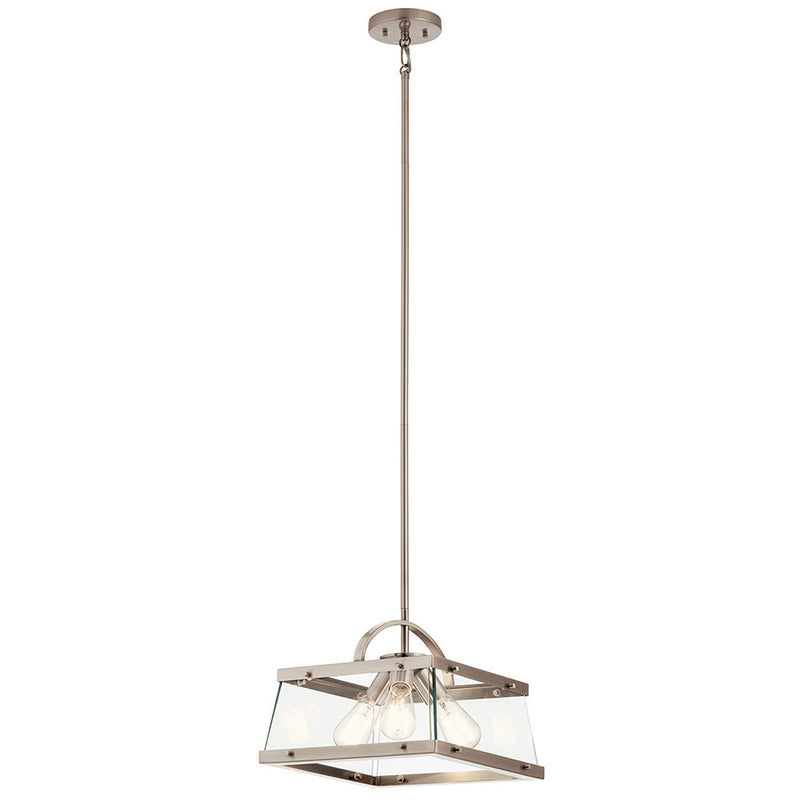 Kichler Darton 13.75" 3 Light Convertible Pendant and Semi Flush with Clear Glass Classic Pewter 52125CLP