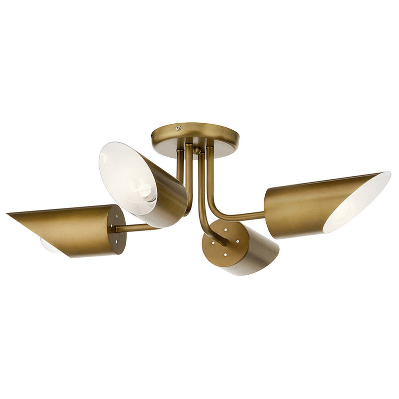 Kichler Trentino 4 Light Semi Flush Natural Brass 52164NBR