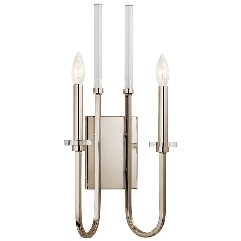 Kichler Kadas 22" 2 Light Wall Sconce with Clear Crystal Glass Polished Nickel 52214PN