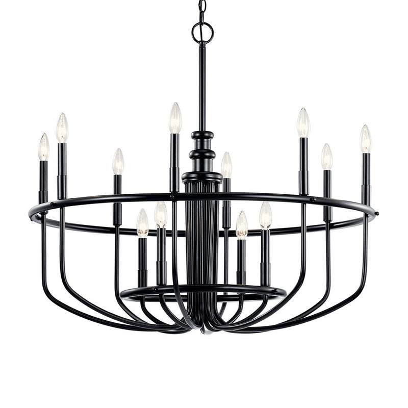 Kichler Capitol Hill 30.75" 12 Light Chandelier Black 52305BK