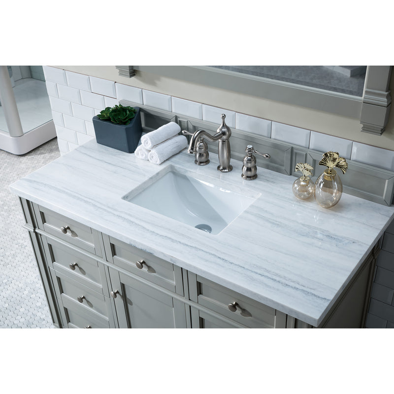 James Martin Brittany 48" Urban Gray Single Vanity with 3 cm Arctic Fall Solid Surface Top 650-V48-UGR-3AF