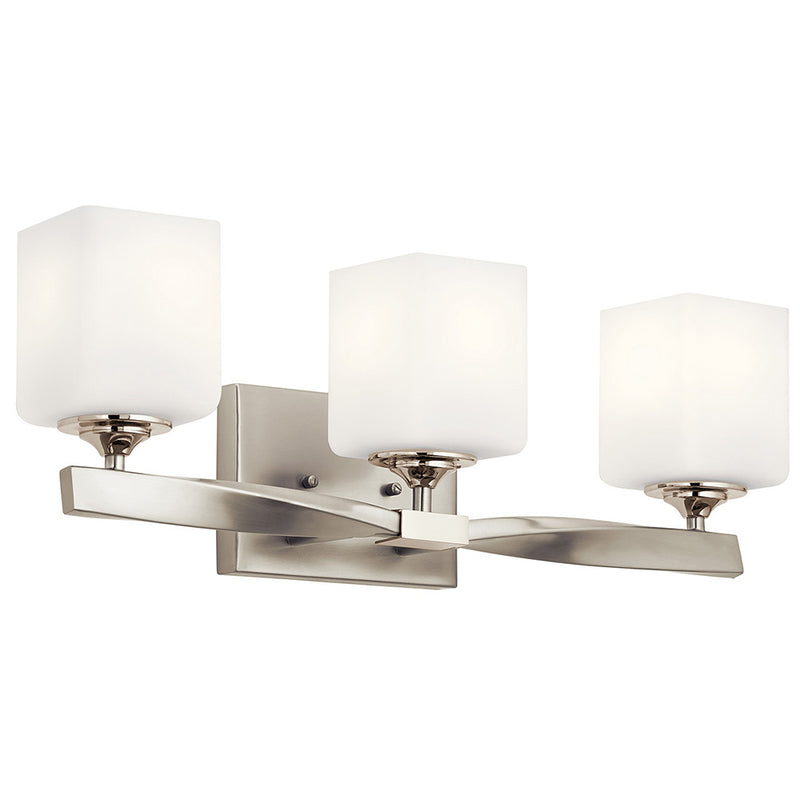 Kichler Marette 22.75" 3 Light Vanity Light with Satin Etched Cased Opal Glass Brushed Nickel 55002NI