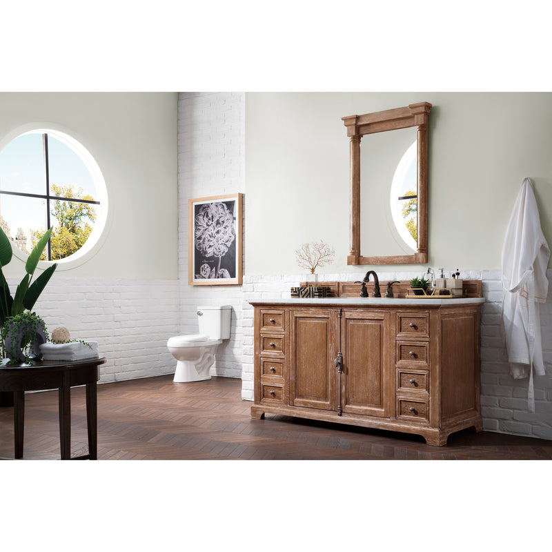 James Martin Providence 60" Driftwood Single Vanity with 3 cm Arctic Fall Solid Surface Top 238-105-5311-3AF