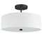 Dainolite 3 Light Incandescent Matte Black Semi-Flush Fixture with White Shade 571-143SF-MB-WH