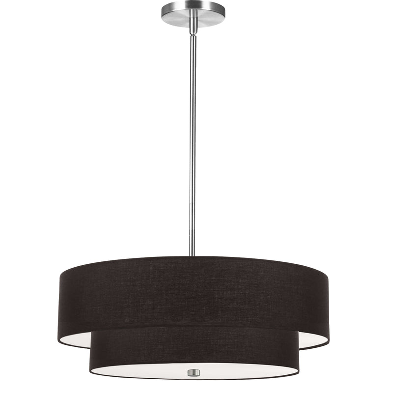 Dainolite 4 Light Incandescent 2 Tier Pendant Polished Chrome with Black Shade 571-224P-PC-BK