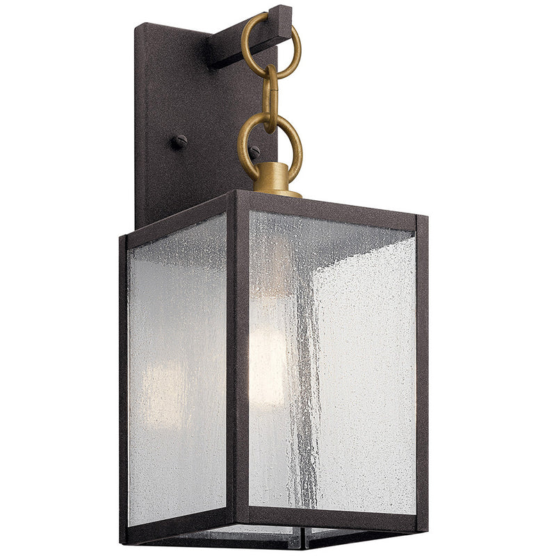 Kichler Lahden 12" 1 Light Outdoor Wall Light with Clear Seeded Glass Weathered Zinc 59005WZC