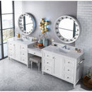 James Martin Copper Cove Encore 122" Double Vanity Set Bright White with Makeup Table 3 cm Classic White Quartz Top 301-V122-BW-DU-3CLW