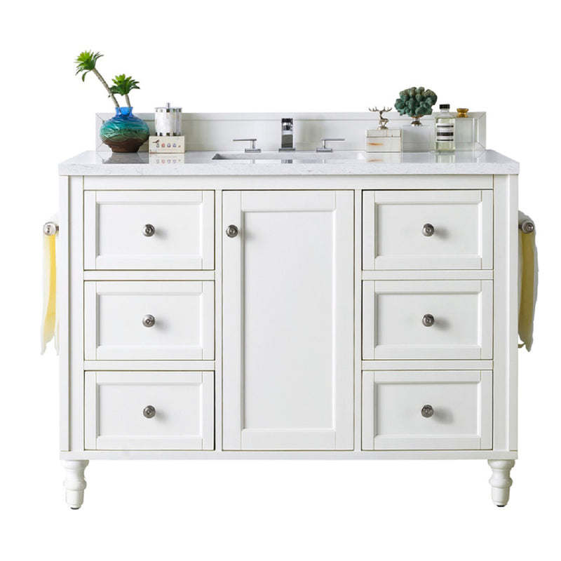 James Martin Copper Cove Encore 48" Single Vanity Bright White with 3 cm Eternal Jasmine Pearl Quartz Top 301-V48-BW-3EJP