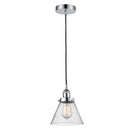 Cone Mini Pendant shown in the Polished Chrome finish with a Seedy shade