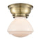 Olean Flush Mount shown in the Antique Brass finish with a Matte White shade