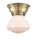 Olean Flush Mount shown in the Antique Brass finish with a Matte White shade