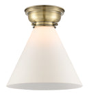 Cone Flush Mount shown in the Antique Brass finish with a Matte White shade