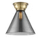 Cone Flush Mount shown in the Antique Brass finish with a Plated Smoke shade