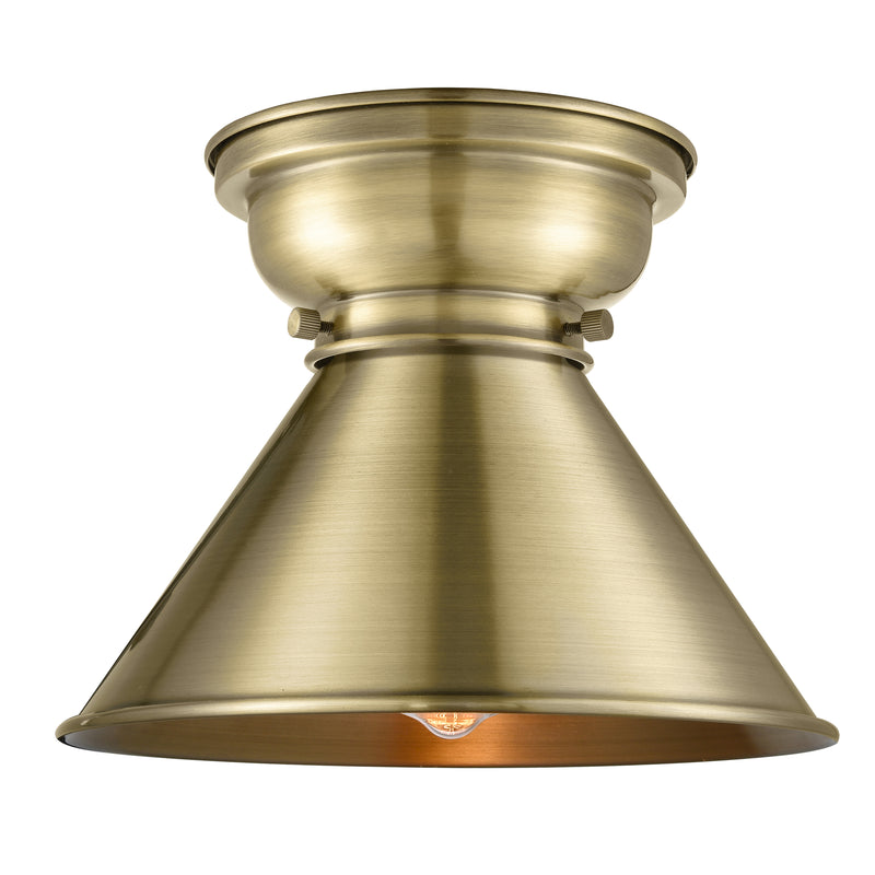 Briarcliff Flush Mount shown in the Antique Brass finish with a Antique Brass shade