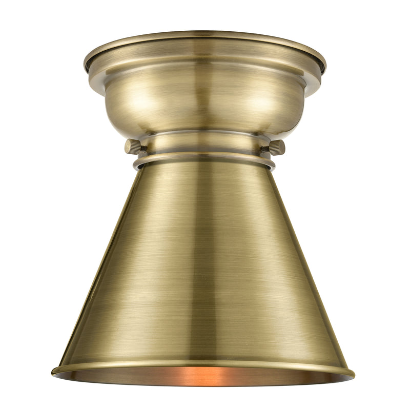 Appalachian Flush Mount shown in the Antique Brass finish with a Antique Brass shade